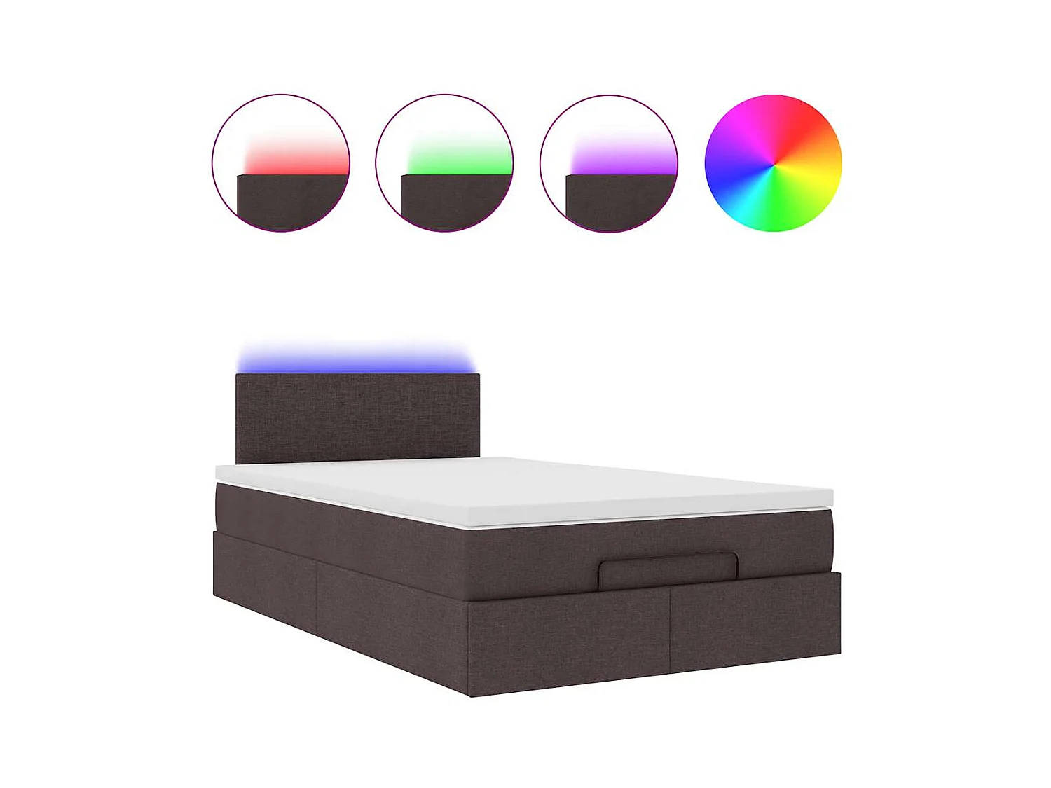 Ottoman-Bett mit Matratze & LEDs Dunkelbraun 120x200 cm Stoff