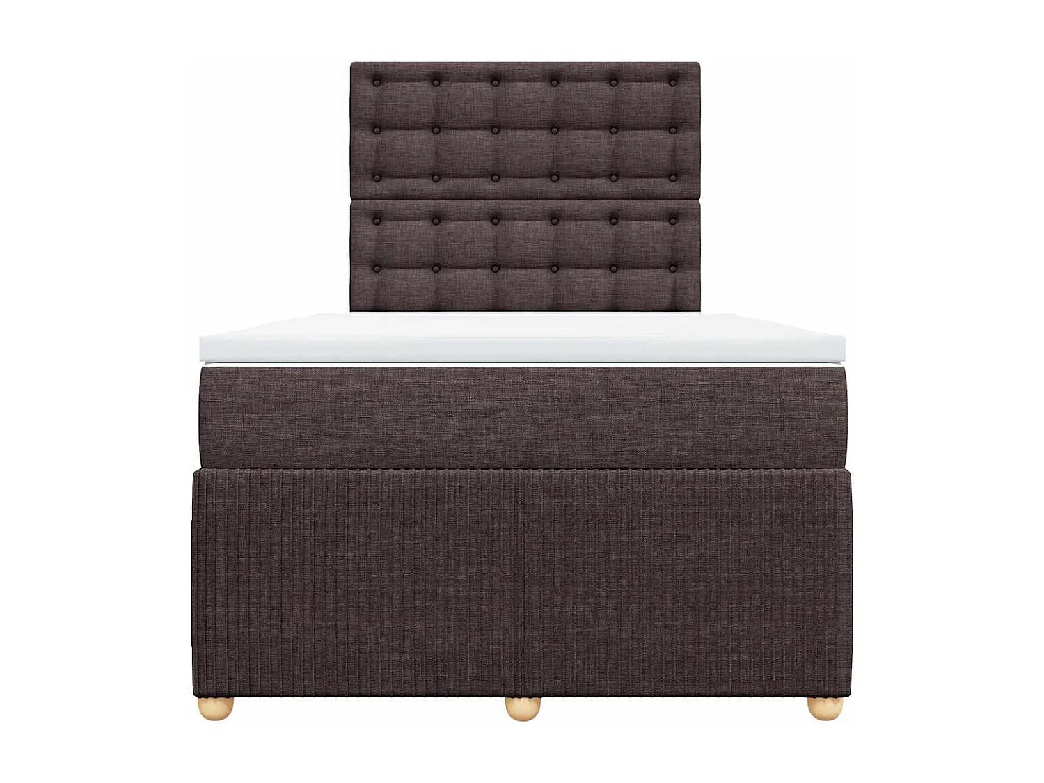 Cama box spring con colchón tela marrón oscuro 120x190 cm