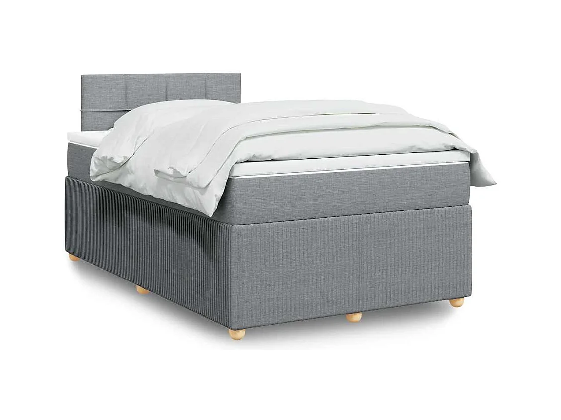 Sommier à lattes de lit et matelas gris clair 120x190 cm tissu