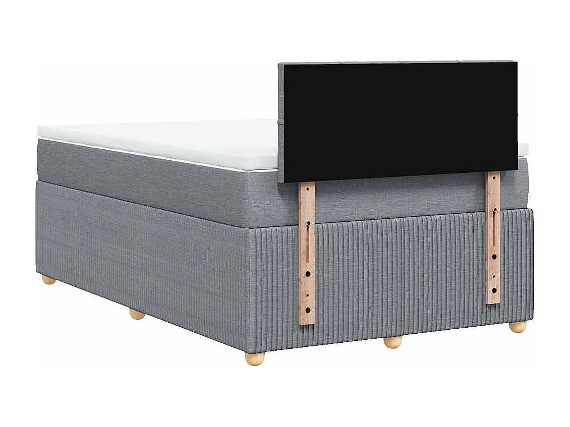 Cama box spring con colchón tela gris claro 120x190 cm