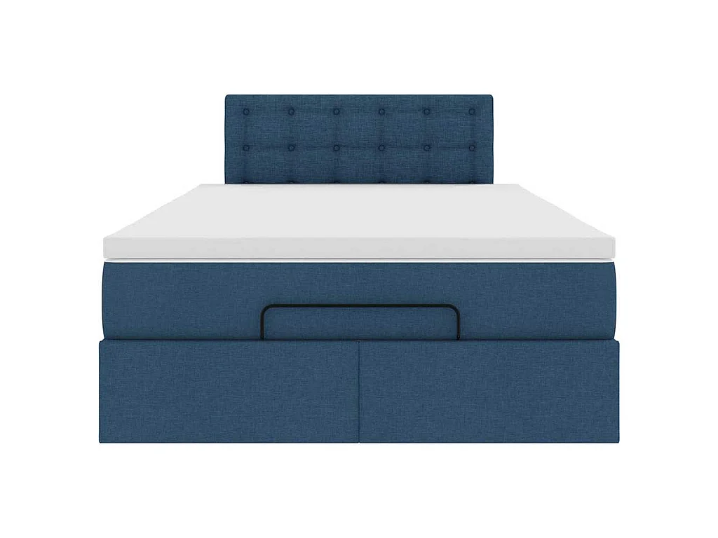Pouf Letto con Materasso e LED Blu 120x200 cm in Tessuto