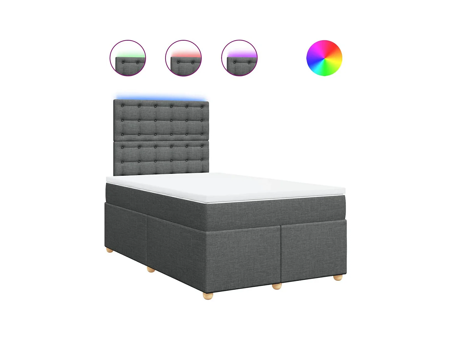 Boxspringbett mit Matratze Dunkelgrau 120x190 cm Stoff
