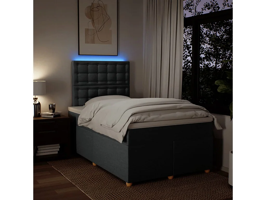 Cama boxspring com colchão 120x190 cm tecido cinzento-escuro