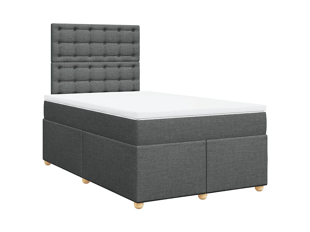 Sommier à lattes de lit avec matelas gris foncé 120x190cm tissu