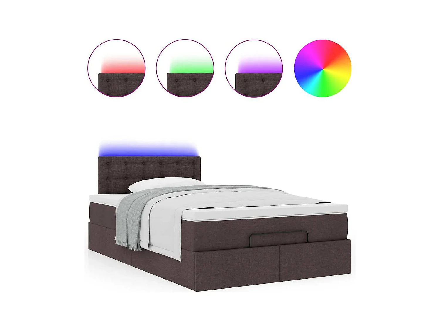 Ottoman-Bett mit Matratze & LEDs Dunkelbraun 120x190 cm Stoff