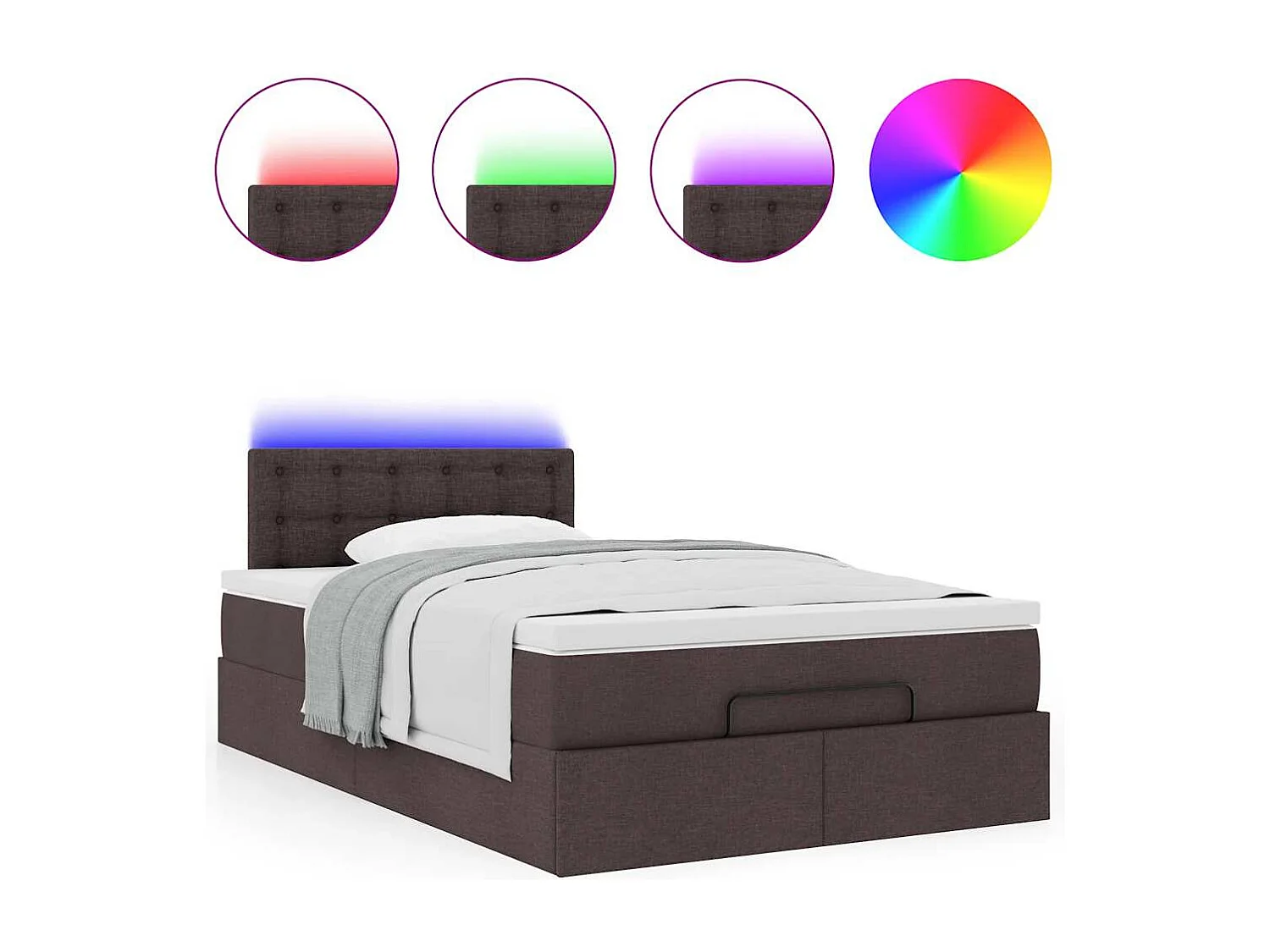 Ottoman bed met matras en LED's 120x190 cm stof donkerbruin