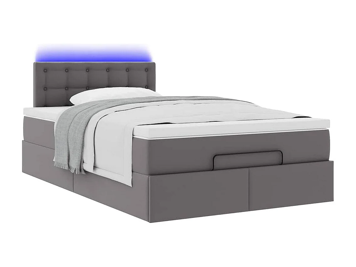 Ottoman-Bett mit Matratzen & LEDs Grau 120x200 cm Kunstleder