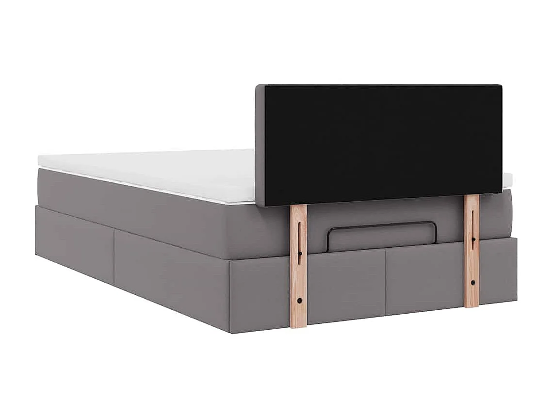 Ottoman-Bett mit Matratzen & LEDs Grau 120x200 cm Kunstleder