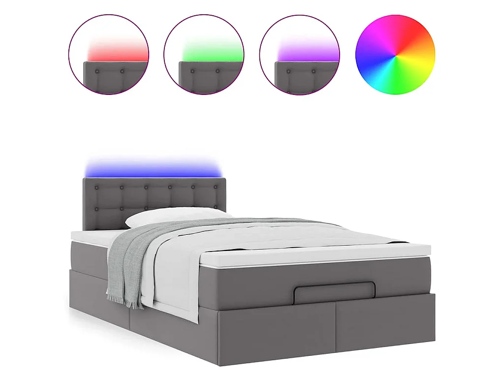 Ottoman bed met matrassen en LED's 120x200cm kunstleer grijs