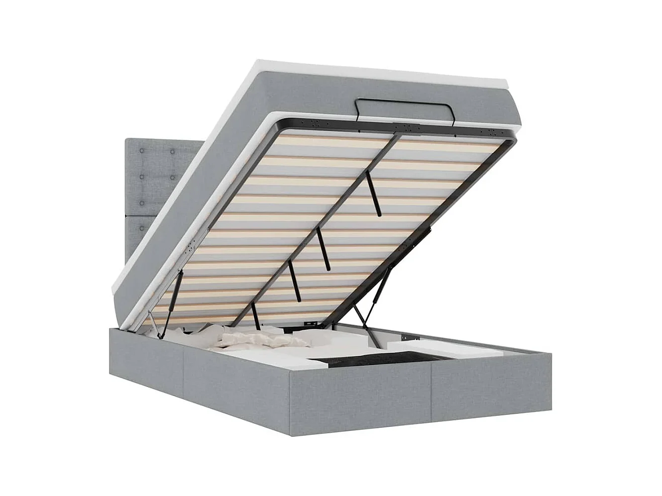 Cadre de lit ottoman avec matelas gris clair 120x190 cm tissu