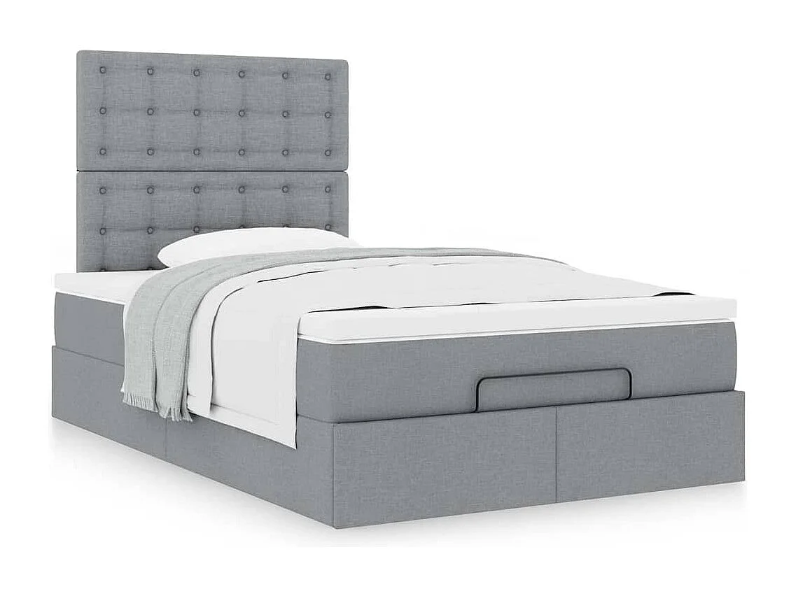 Ottoman-Bett mit Matratze Hellgrau 120x190 cm Stoff