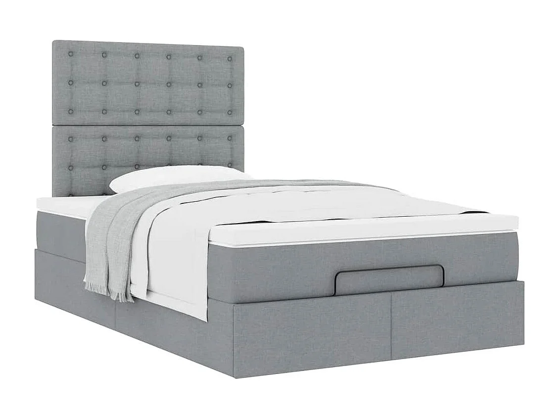 Ottoman-Bett mit Matratze Hellgrau 120x190 cm Stoff
