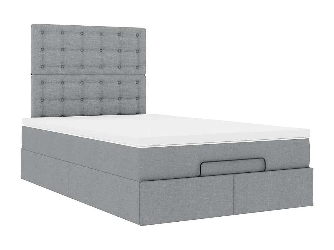 Ottoman-Bett mit Matratze Hellgrau 120x190 cm Stoff