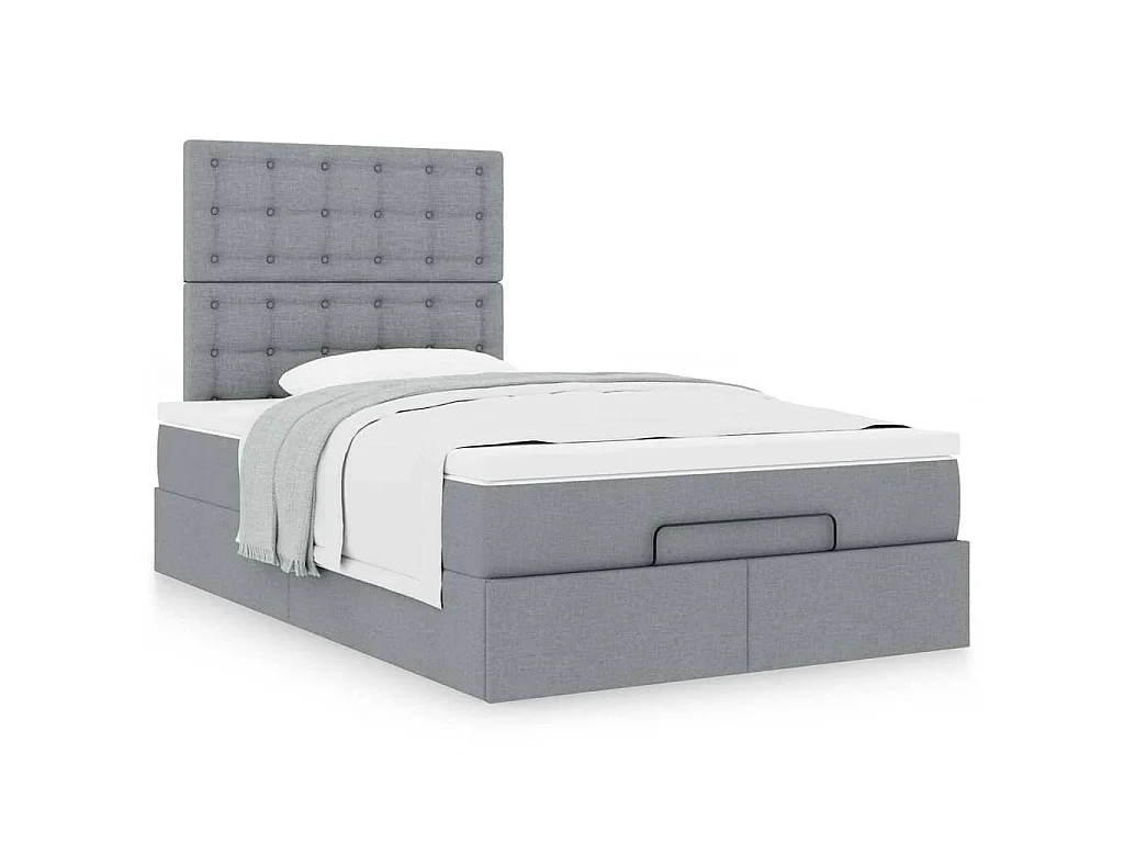 Ottoman bed met matras 120x190 cm stof lichtgrijs