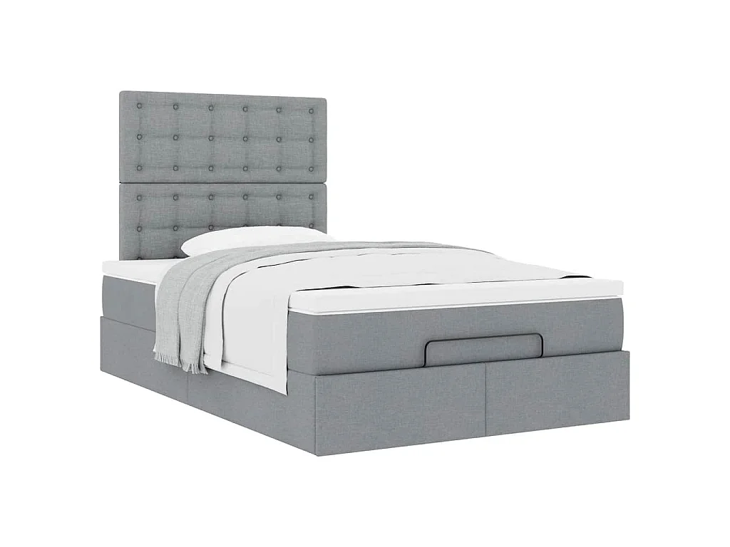 Ottoman bed met matras 120x190 cm stof lichtgrijs