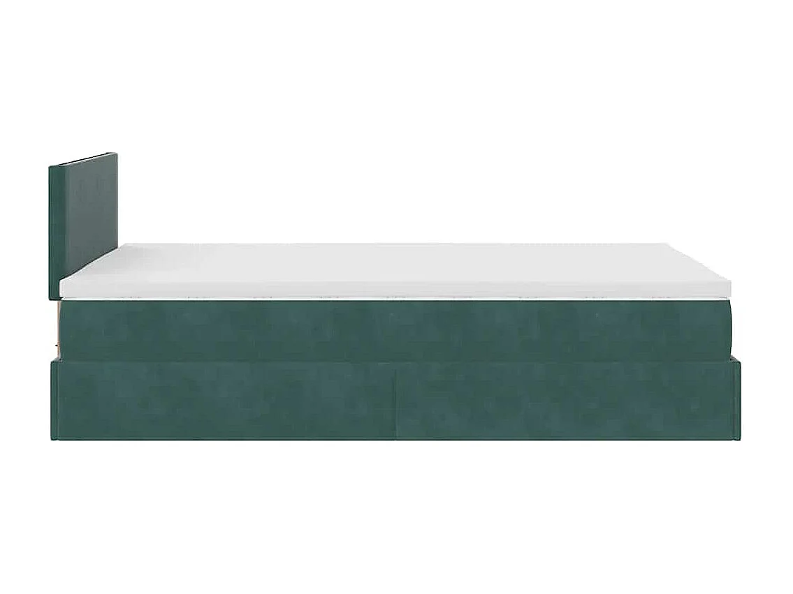 Cadre de lit ottoman avec matelas vert foncé 120x200 cm velours