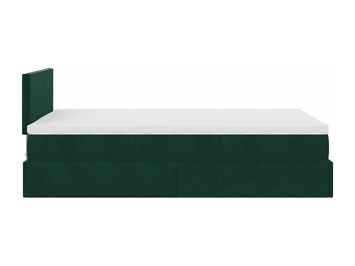 Cadre de lit ottoman avec matelas vert foncé 120x200 cm velours