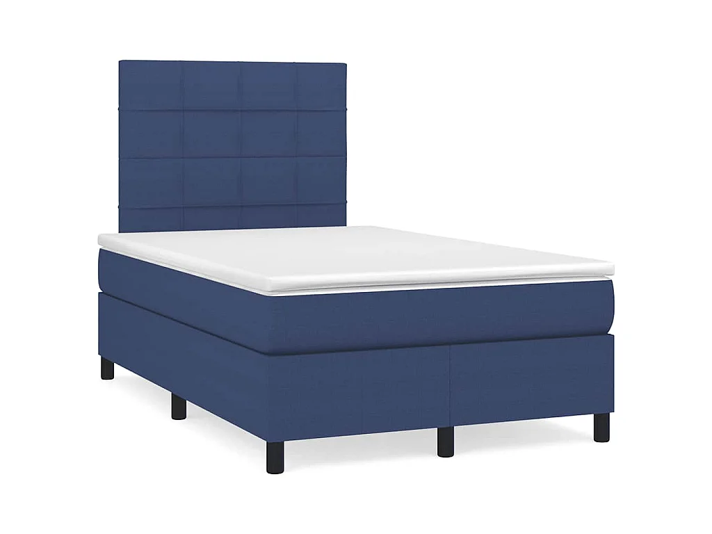 Sommier à lattes de lit matelas et LED bleu 120x190 cm tissu