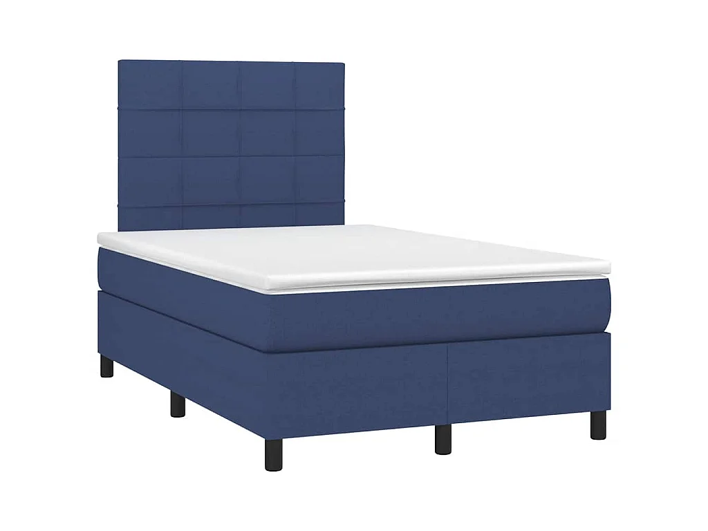 Letto a Molle con Materasso e LED Blu 120x190 cm in Tessuto