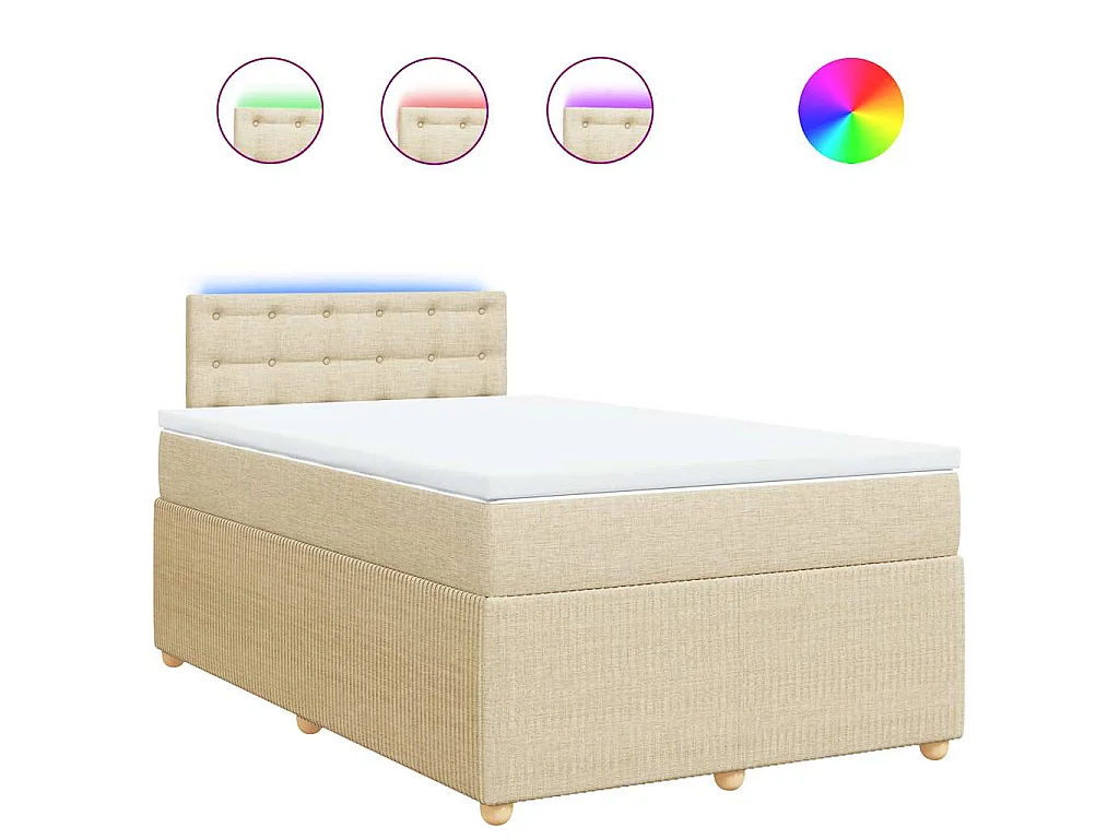 Sommier à lattes de lit avec matelas Crème 120x200 cm Tissu
