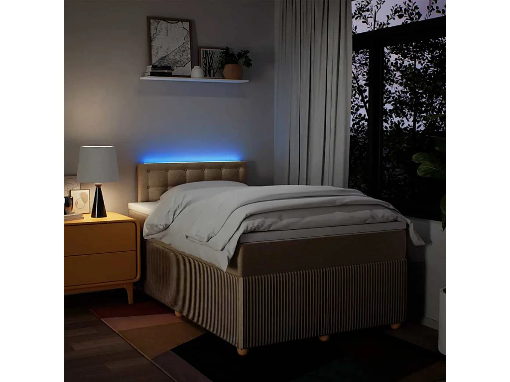 Sommier à lattes de lit avec matelas Crème 120x200 cm Tissu
