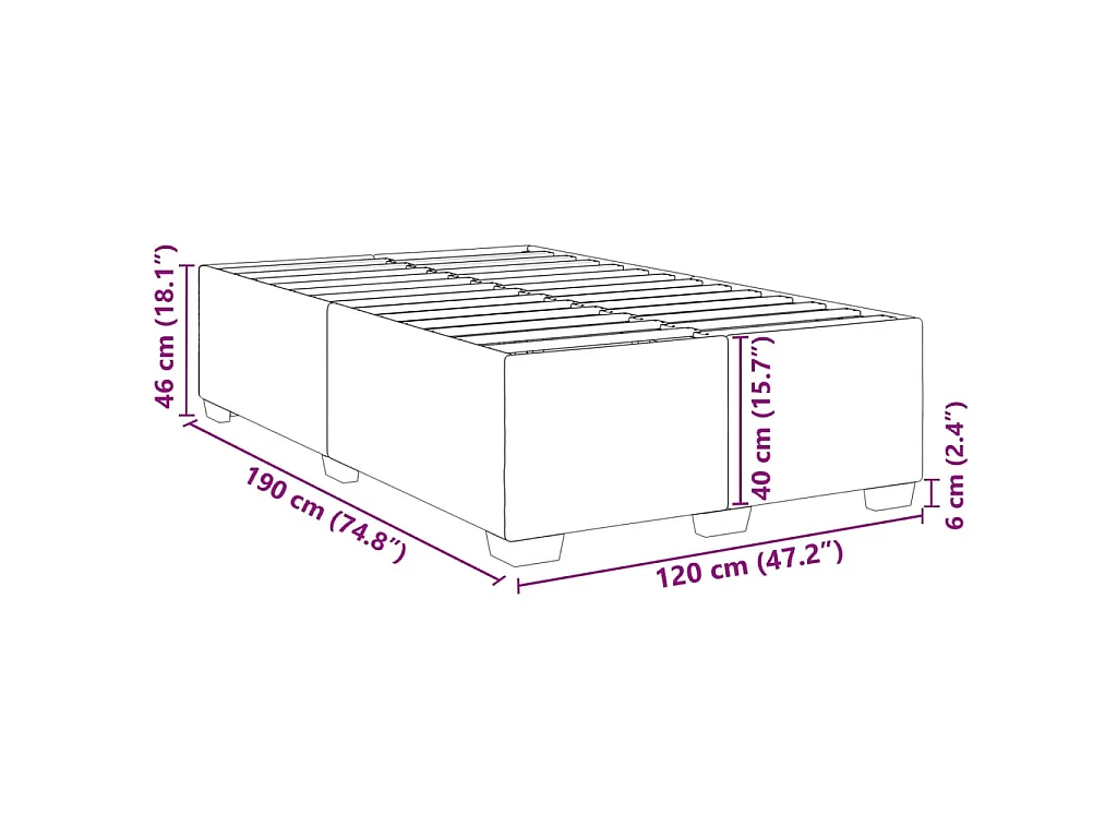 Bettgestell ohne Matratze Dunkelgrau 120x190 cm Stoff