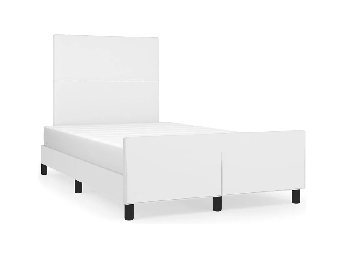 Estrutura cama c/ cabeceira 120x200 cm couro artificial branco