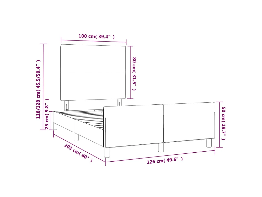 Giroletto con Testiera Bianco 120x200 cm in Similpelle