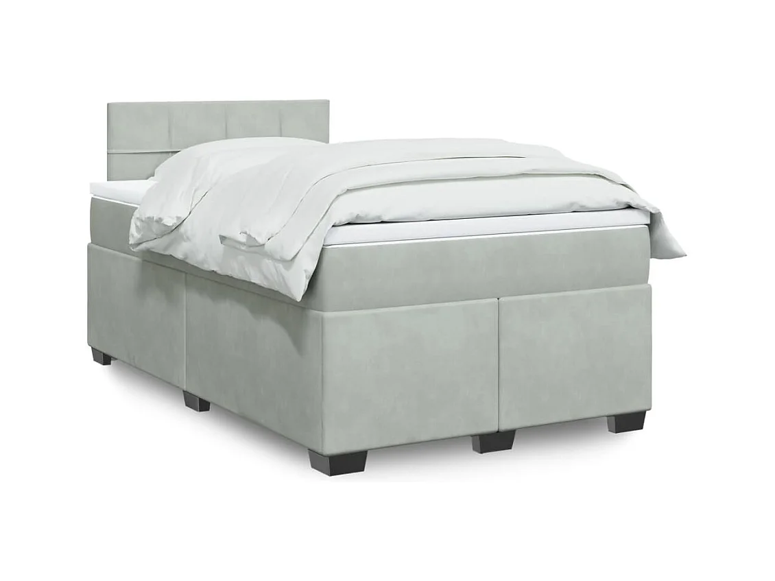 Boxspring met matras fluweel lichtgrijs 120x190 cm