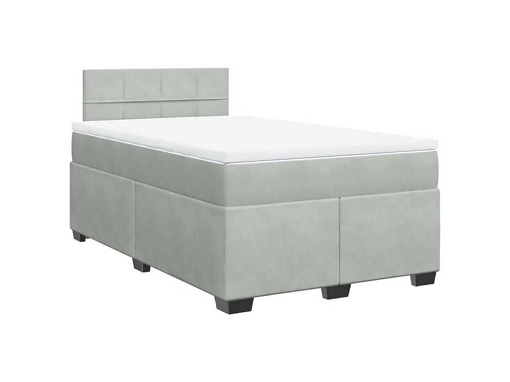 Sommier à lattes de lit et matelas gris clair 120x190cm velours