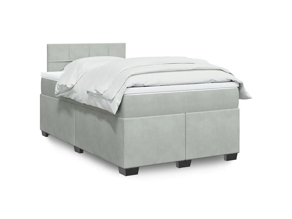 Sommier à lattes de lit et matelas gris clair 120x190cm velours