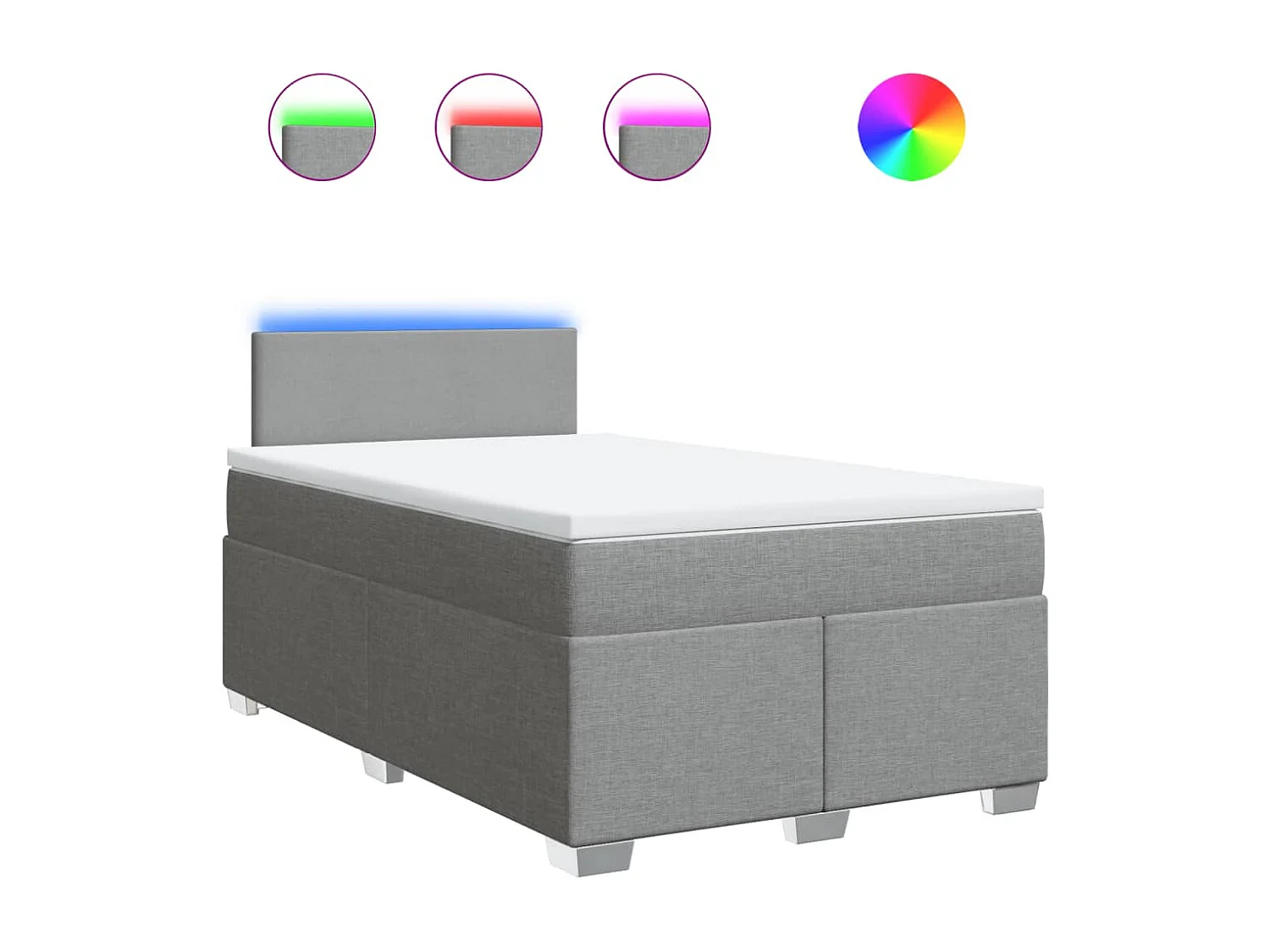 Sommier à lattes de lit avec matelas Gris clair 120x200cm Tissu