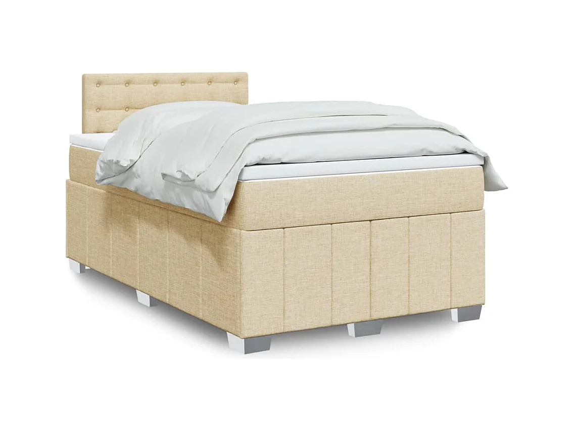 Sommier à lattes de lit avec matelas crème 120x190 cm tissu