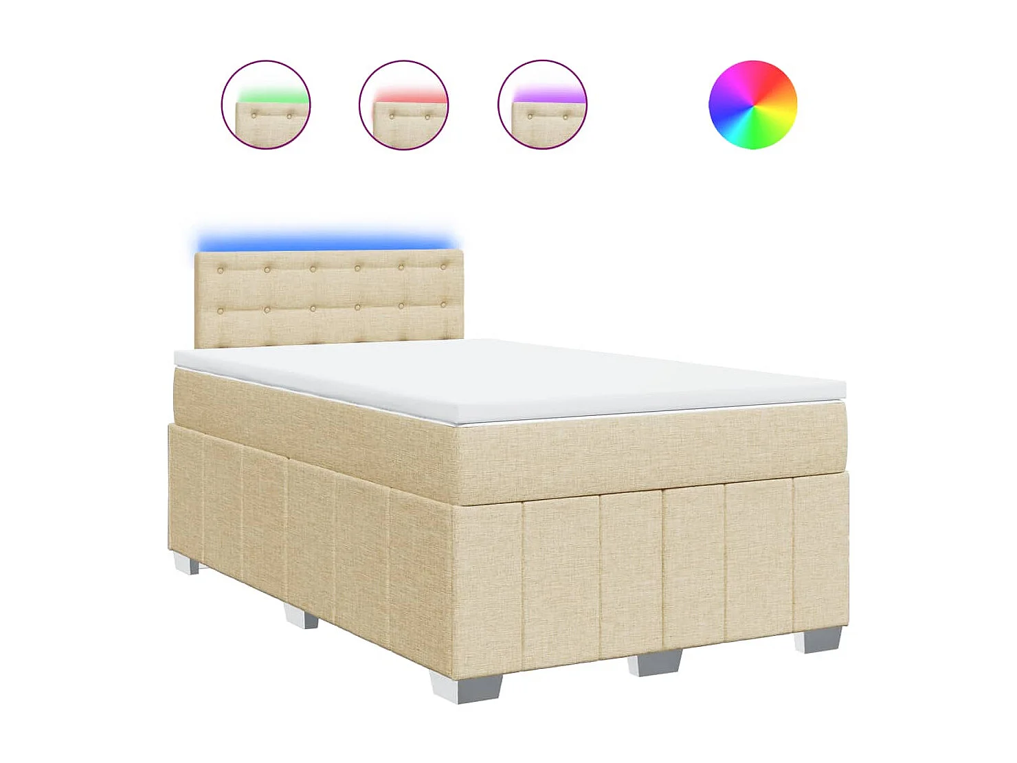 Sommier à lattes de lit avec matelas crème 120x190 cm tissu