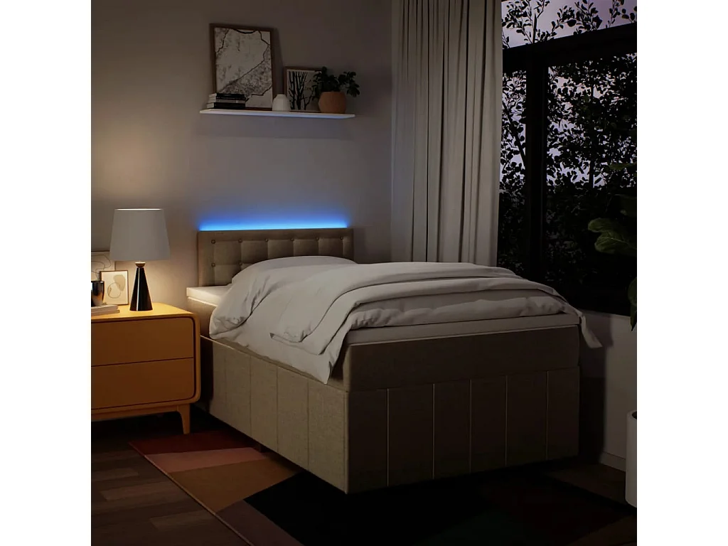 Sommier à lattes de lit avec matelas crème 120x190 cm tissu