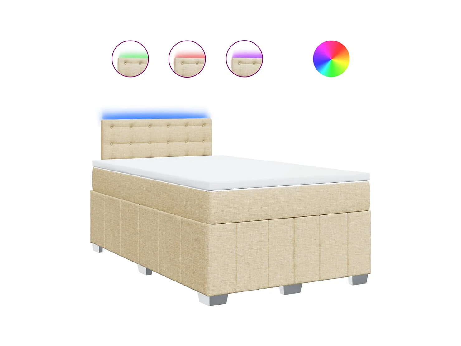 Boxspringbett mit Matratze Creme 120x190 cm Stoff