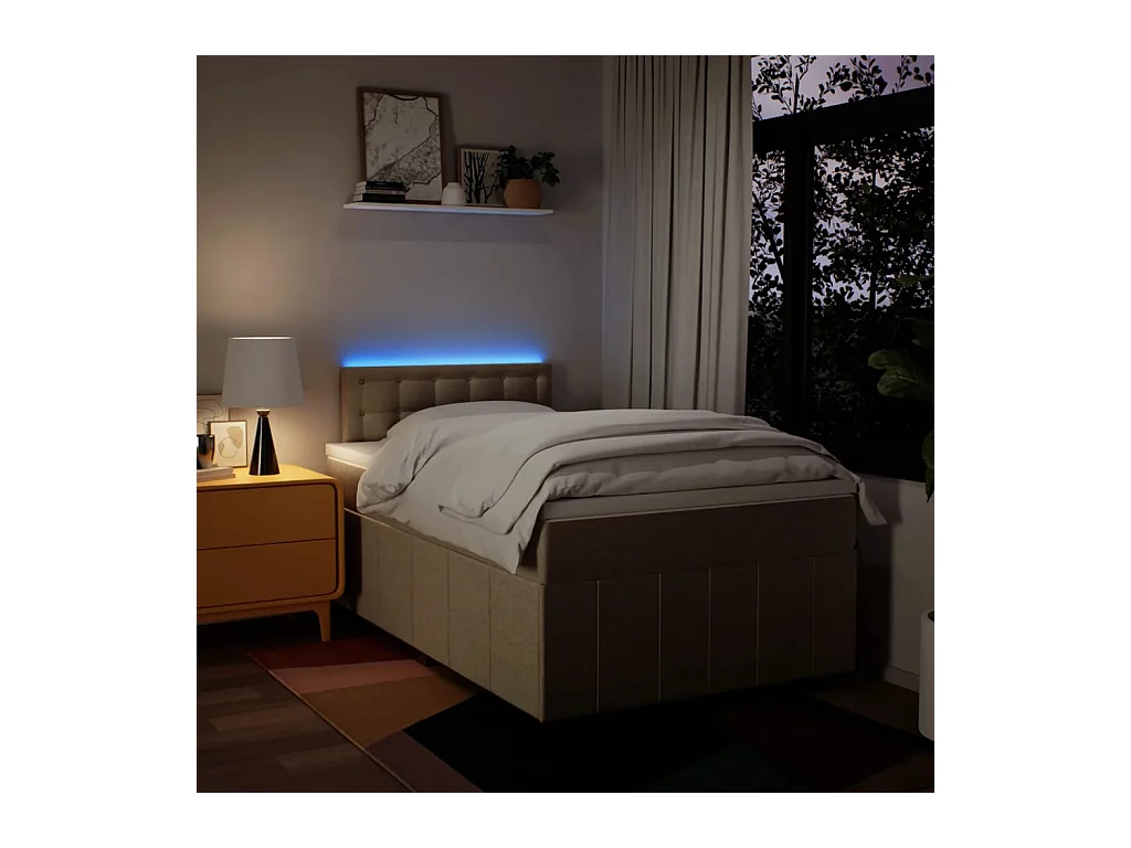 Boxspringbett mit Matratze Creme 120x190 cm Stoff