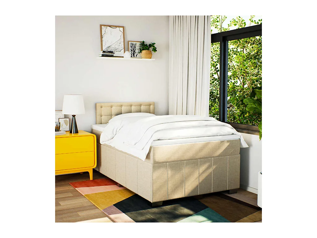 Boxspringbett mit Matratze Creme 120x190 cm Stoff