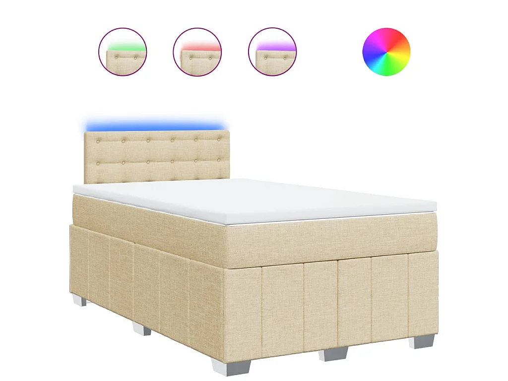 Sommier à lattes de lit avec matelas crème 120x190 cm tissu
