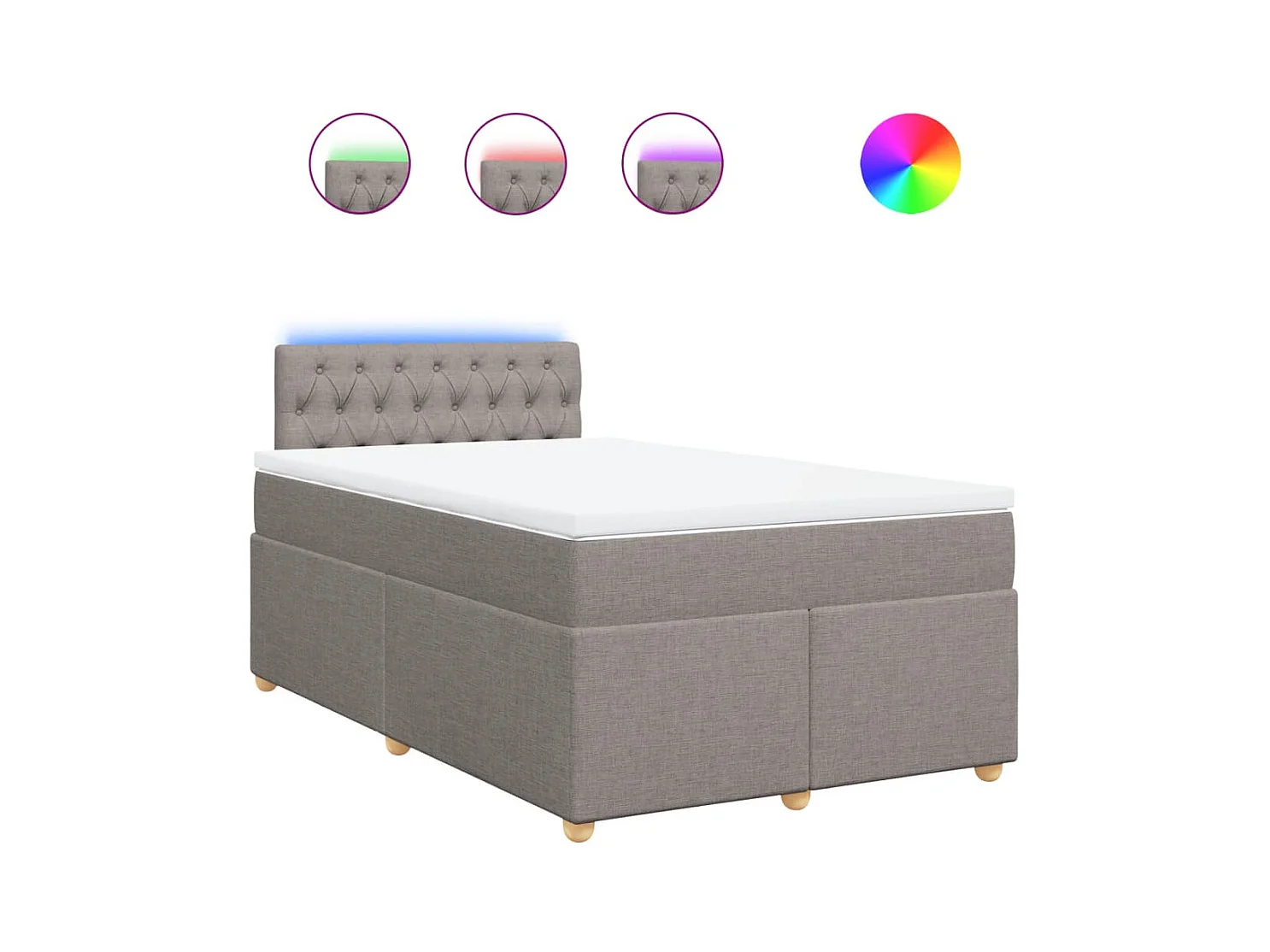 Sommier à lattes de lit avec matelas Taupe 120x200 cm Tissu