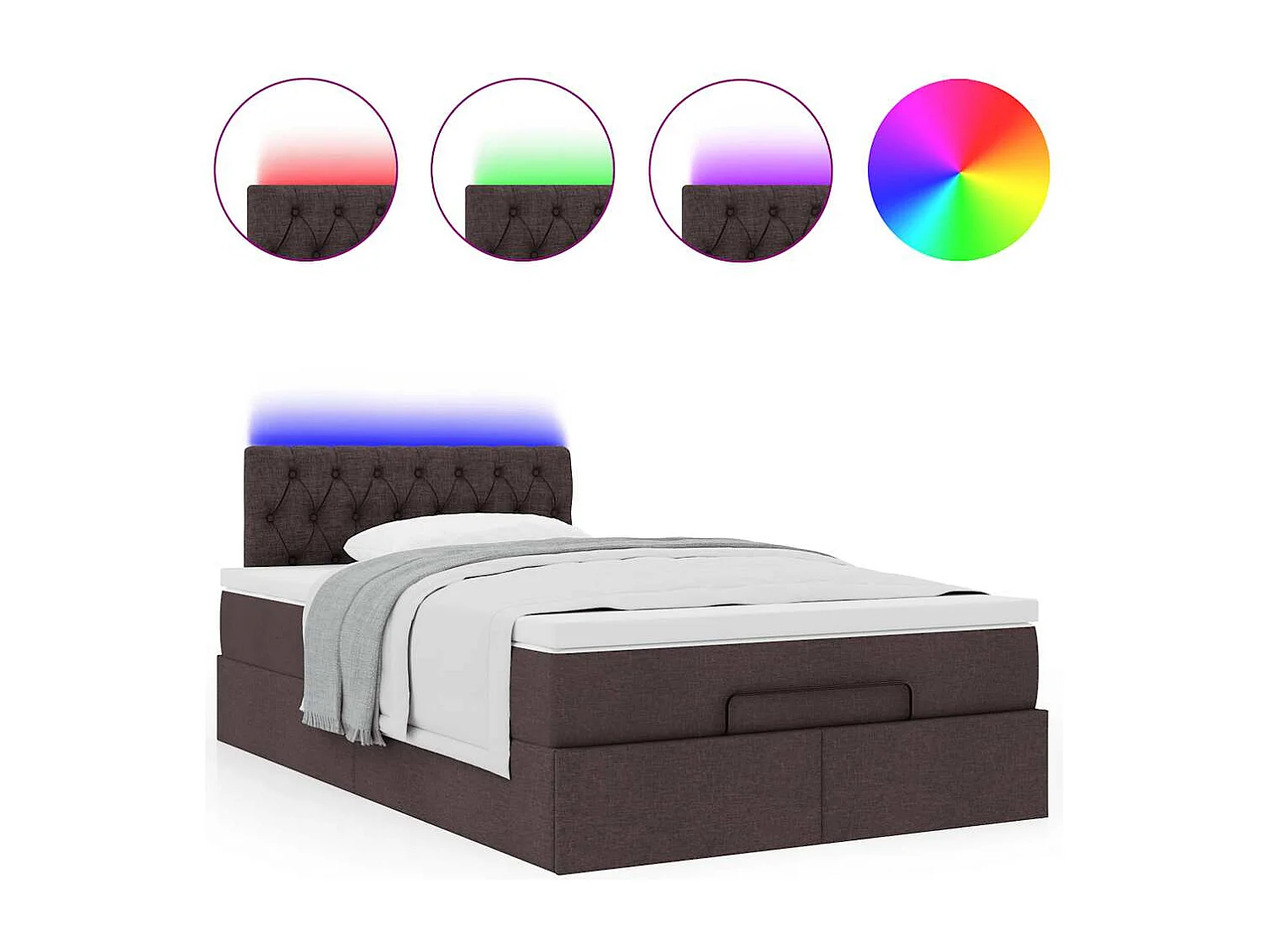Ottoman bed met matras en LED's 120x200 cm stof donkerbruin