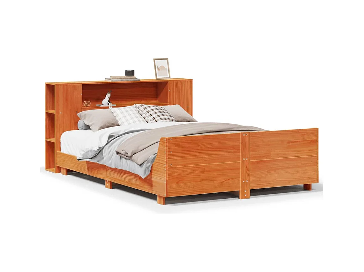 Cadre de lit sans matelas cire marron 120x200cm bois pin massif