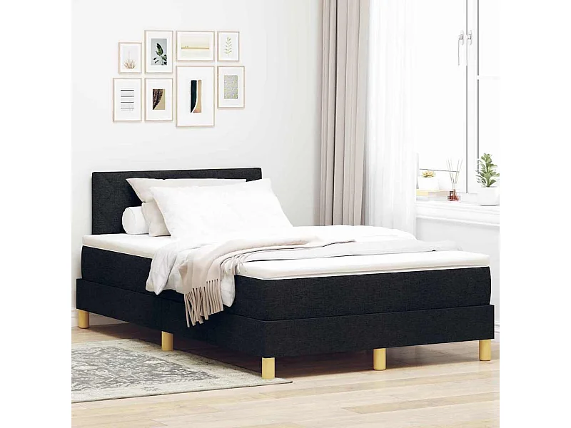 Cama tipo Box Spring con colchón Negro 120 x 190 cm tela