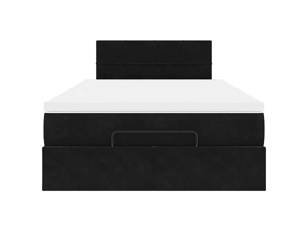 Ottoman-Bett mit Matratze & LEDs Schwarz 120x200 cm Samt