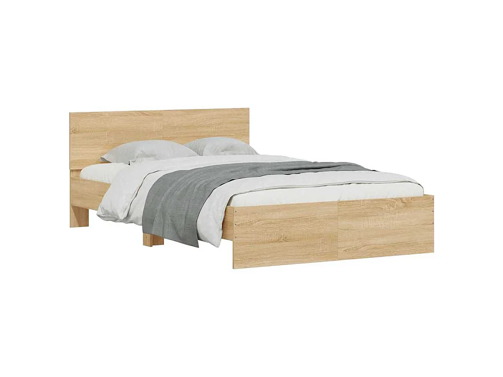 Giroletto con Testiera e LED Rovere Sonoma 120x190 cm