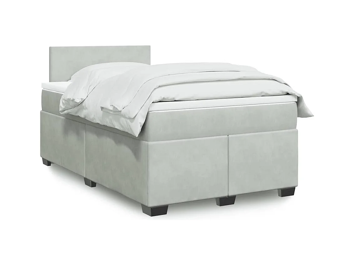 Sommier à lattes de lit et matelas gris clair 120x190cm velours