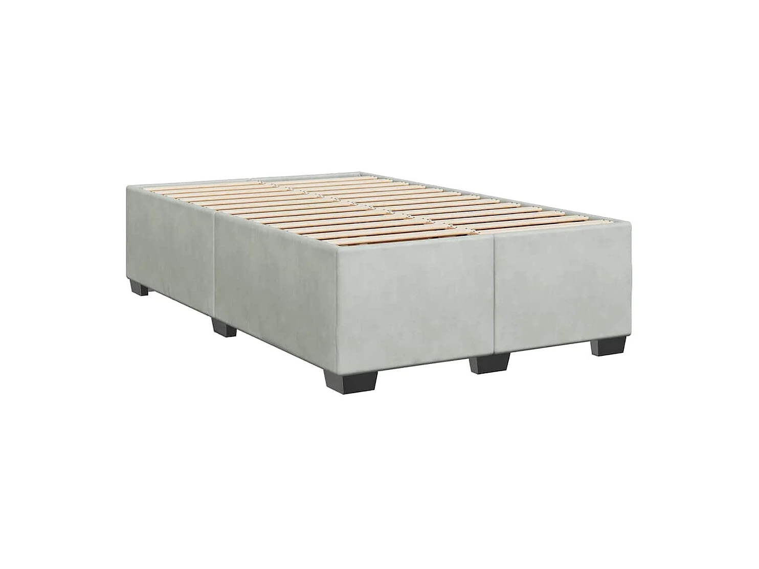 Sommier à lattes de lit et matelas gris clair 120x190cm velours