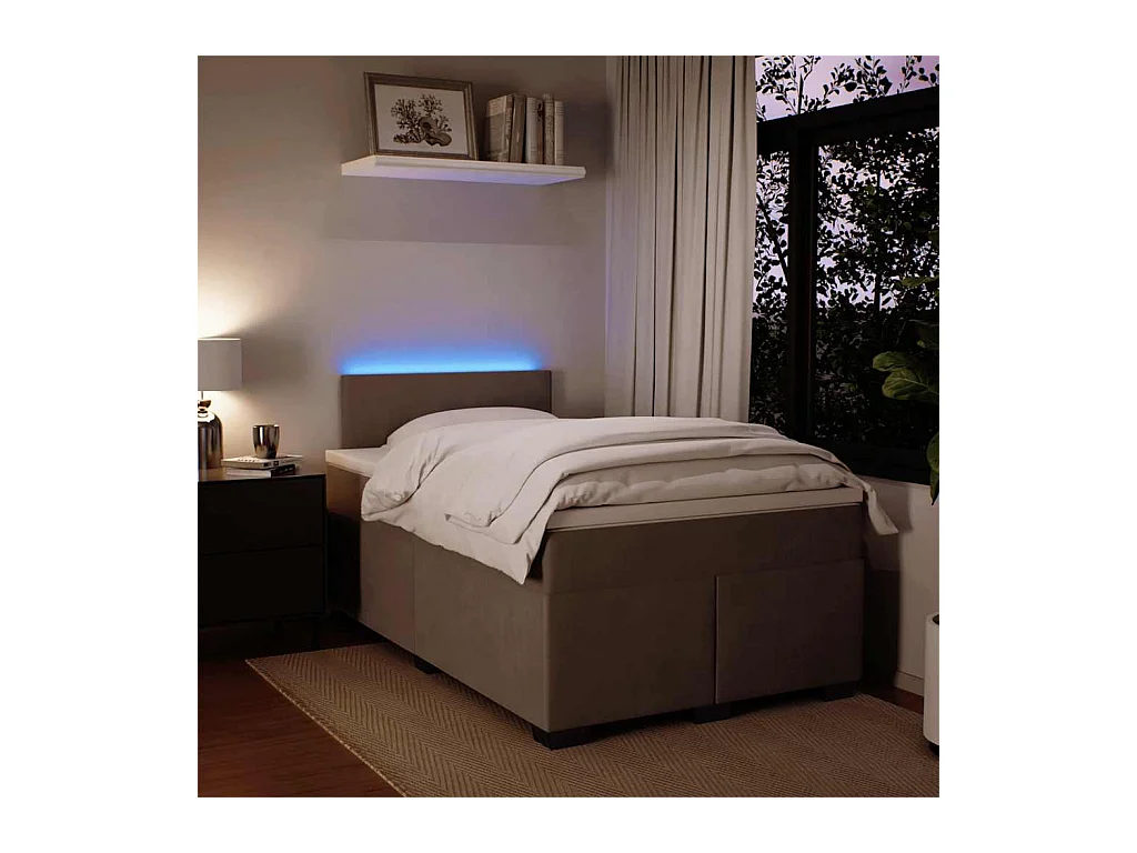 Sommier à lattes de lit et matelas gris clair 120x190cm velours