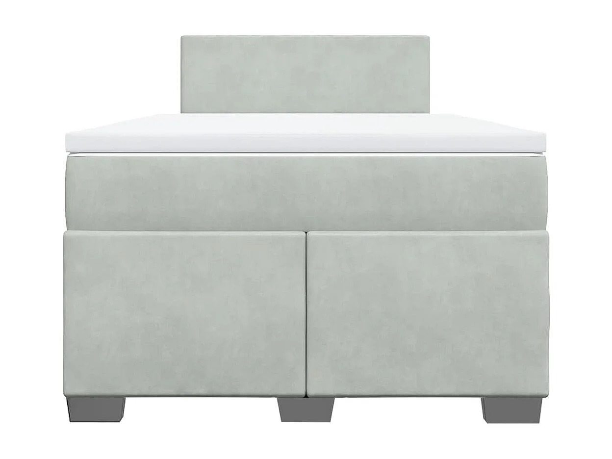 Sommier à lattes de lit et matelas gris clair 120x190cm velours