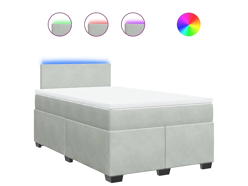 Boxspringbett mit Matratze Hellgrau 120x190 cm Samt